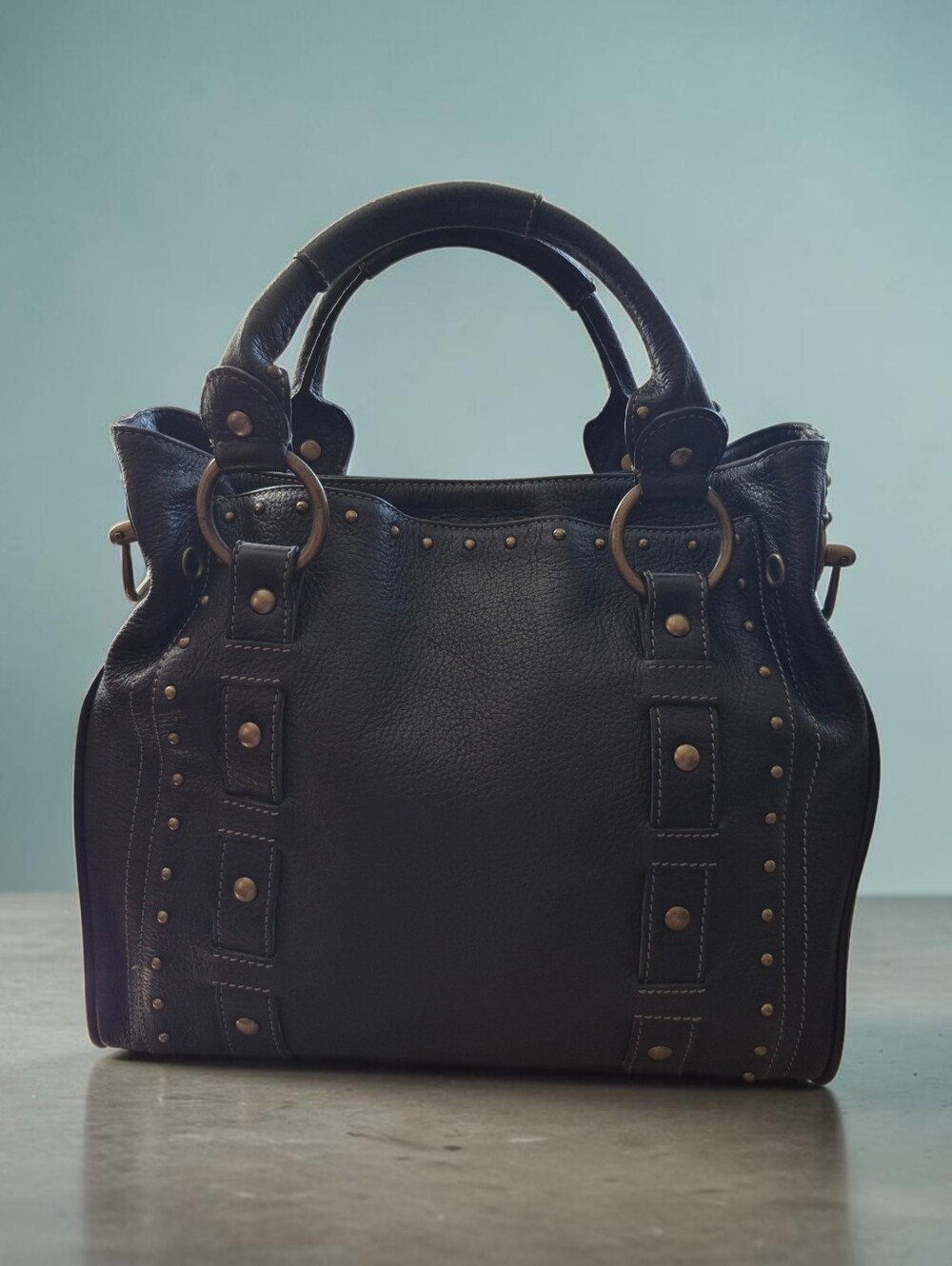 Betsey Johnson Vintage Leather Studded Satchel - Picture 5 of 8